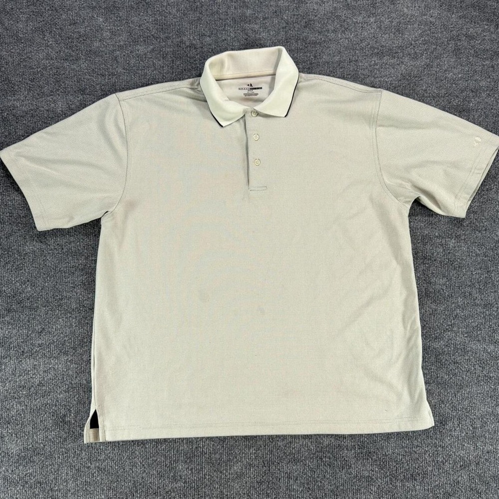 Grand Slam Golf Classic Polo Shirt Beige Large Textured Lightweight Office Prep